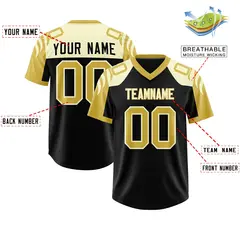 Black Old Gold Raglan Sleeves Authentic Football Jersey 2