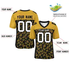 Black Old Gold Raglan Sleeves Camo Authentic Football Jersey 2