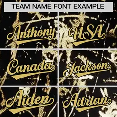 Black Old Gold Shiny Gold Cracked Texture Baseball Jersey 4