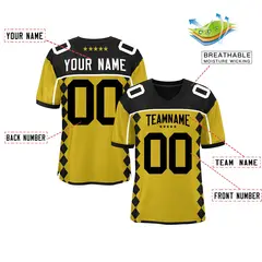 Black Old Gold Side Blocks Raglan Authentic Football Jersey 2
