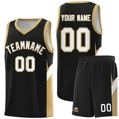 Black Old Gold Side Design Basketball Sports Uniform Jersey 1