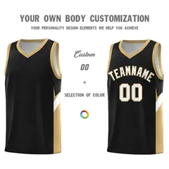 Black Old Gold Side Design Basketball Sports Uniform Jersey 3
