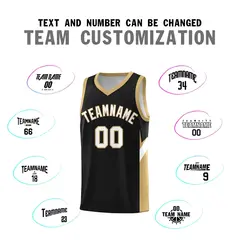 Black Old Gold Side Design Basketball Sports Uniform Jersey 4