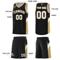 Black Old Gold Side Design Basketball Sports Uniform Jersey 5