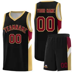 Black Old Gold Side Design Basketball Sports Uniform Jersey 1