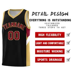 Black Old Gold Side Design Basketball Sports Uniform Jersey 2