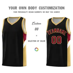 Black Old Gold Side Design Basketball Sports Uniform Jersey 3