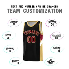 Black Old Gold Side Design Basketball Sports Uniform Jersey 4