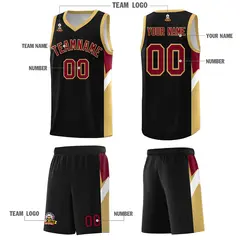 Black Old Gold Side Design Basketball Sports Uniform Jersey 5