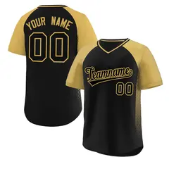 Black Old Gold Side Spot Raglan Pullover Baseball Jersey 1
