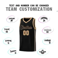 Black Old Gold Side Two Bars Basketball Jersey 3