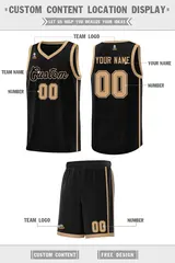 Black Old Gold Side Two Bars Basketball Jersey 4
