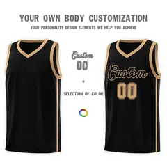 Black Old Gold Side Two Bars Basketball Jersey 5