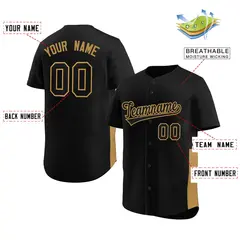 Black Old Gold Side Two-Tone Authentic Baseball Jersey 2
