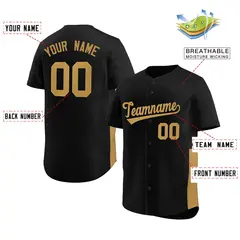 Black Old Gold Side Two-Tone Authentic Baseball Jersey 2