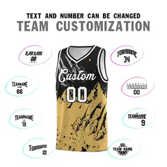 Black Old Gold Snow Mountain Beast Pattern Basketball Jersey 4