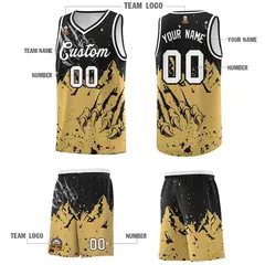 Black Old Gold Snow Mountain Beast Pattern Basketball Jersey 5