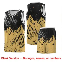 Black Old Gold Snow Mountain Beast Pattern Basketball Jersey 7