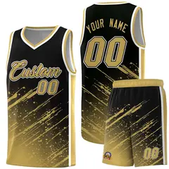 Black Old Gold Splash Basketball Uniforms for Training