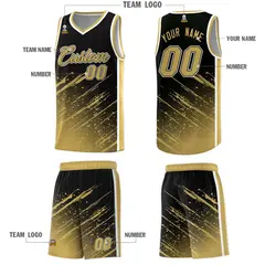 Black Old Gold Splash Basketball Uniforms for Training 5
