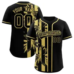 Black Old Gold Split Coconut Tree Design Baseball Jersey