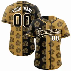 Black Old Gold Split Flower Graffiti Baseball Jersey 1