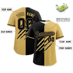 Black Old Gold Split Tiger Claw Scratch Baseball Jersey 2
