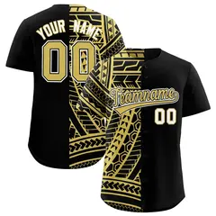 Black Old Gold Split Tribal Pattern Fashion Baseball Jersey 1
