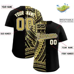 Black Old Gold Split Tribal Pattern Fashion Baseball Jersey 2