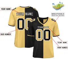 Black Old Gold Split Two Tone Authentic Football Jersey 2