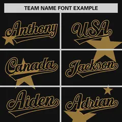 Black Old Gold Star Graffiti Two-Button Baseball Jersey 3
