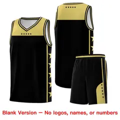 Black Old Gold Star Pattern Basketball Jersey 2