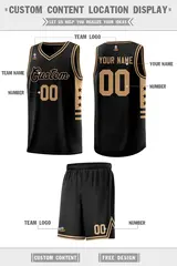 Black Old Gold Star Pattern Basketball Jersey 2