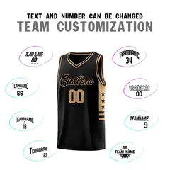 Black Old Gold Star Pattern Basketball Jersey 3