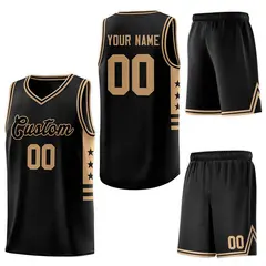 Black Old Gold Star Pattern Basketball Jersey 5