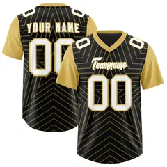 Black Old Gold Star Pattern Raglan Football Jersey 1