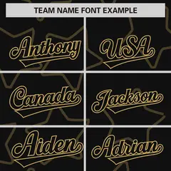 Black Old Gold Star Pattern Varsity Letterman Baseball Jacket 3