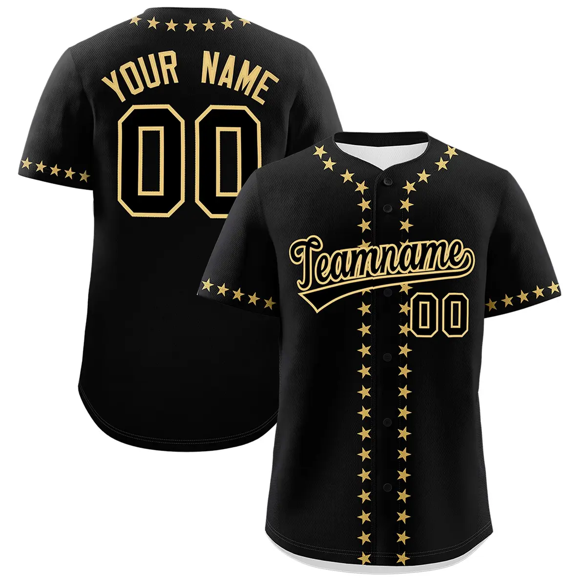 Black Old Gold Star Ribbing Authentic Baseball Jersey