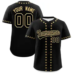 Black Old Gold Star Ribbing Authentic Baseball Jersey 1