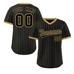 Black Old Gold Stripe Authentic Pullover Baseball Jersey 1