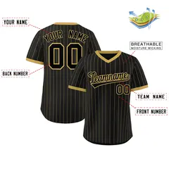 Black Old Gold Stripe Authentic Pullover Baseball Jersey 2