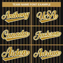 Black Old Gold Stripe Full Button Baseball Jersey 3