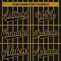 Black Old Gold Stripe Full Button Baseball Jersey 5
