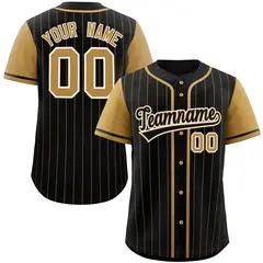 Black Old Gold Stripe Raglan Baseball Jersey 1