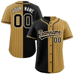 Black Old Gold Stripe-Solid Combo Authentic Baseball Jersey