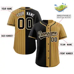 Black Old Gold Stripe-Solid Combo Authentic Baseball Jersey 2