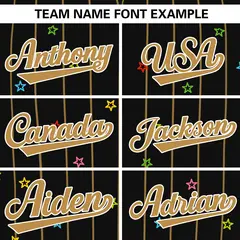 Black Old Gold Stripe Star Pattern Authentic Baseball Jersey 3