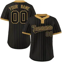 Black Old Gold Stripe Two-Button Softball Jersey 1