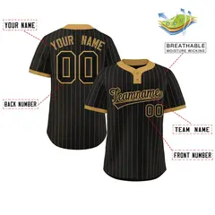 Black Old Gold Stripe Two-Button Softball Jersey 2