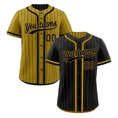 Black Old Gold Striped Reversible Baseball Jersey